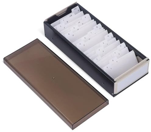 Karteikästen und Rotationskarteien, Lernkarteibox, 800 Karten Visitenkartenbox, 10,8 x 6,6 x 26,6 cm Visitenkarten Aufbewahrungs Box Kunststoff Visitenkartenbox für Visitenkarten A-Z Index Registerkar