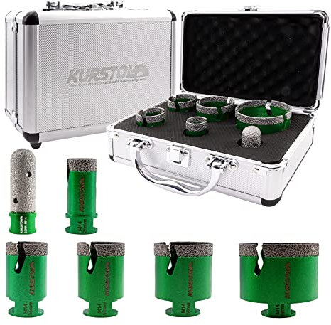KURSTOL Forets Diamant Carrelage - 5 Pièces 25/35/40/50/68mm Trépan de Forage+20mm Fraise avec Filetage M14 pour Céramique,Porcelaine, Carrelage, Granit, Marbre