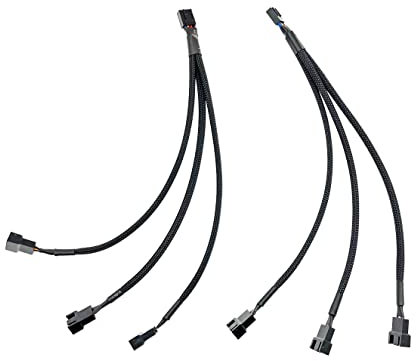 JZK 2x PC PWM 4 Pin Fan Splitter 1 to 3 Converter, 3 pin fan splitter, PC Fan Power Extension Cable for Motherboard CPU, 4 Pin PWM Fan Splitter Cable for Computer Case Fan Cable