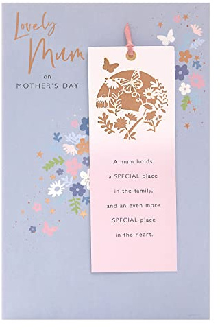 UK Greetings Mother's Day Card With Envelope - Beautiful Design,Light Blue,165x254mm