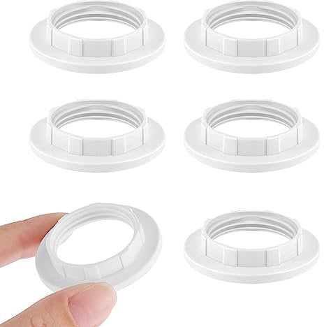 6 Stück Schraubring für Lampenschirm, Kragen Ring für E14 Lampenschirm, Innendurchmesser 28mm Kunststoff Lampenschirm Ring, Konverter Lampenring zur Montage von Schraubenlampen an Bajonettkappen