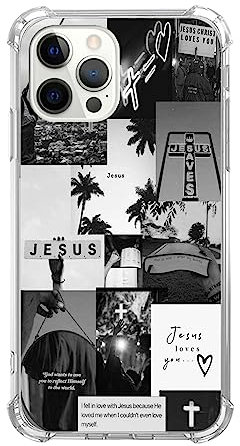 Hagkou Aesthetic Christian Black Collage Case for iPhone 15 Pro Max Bible Verse Cover Cool Cute TPU Bumper Phone Case