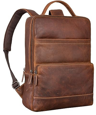 STILORD Henning Großer Lederrucksack Herren Echtleder Laptoprucksack mit 16 Zoll Laptopfach Großer Arbeitsrucksack Herren Leder Business Rucksack für Büro und Reisen Farbe:luino - braun