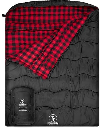 FORINBUY Winter Doppelschlafsack aus Flanell für Erwachsene – Schlafsack 2 Personen Outdoor Warmer Deckenschlafsack, Queen Size – Ideal für Familien Camping und RV-Reisen 230 * 150CM