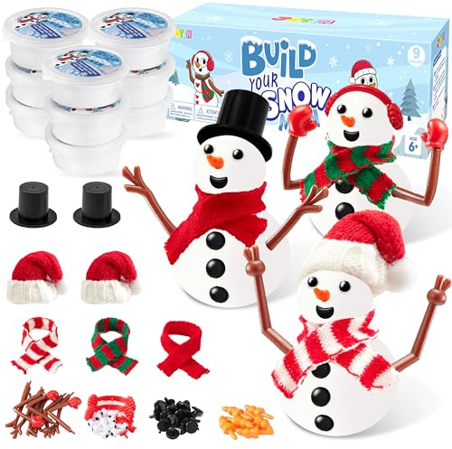 JOYIN Schneemann-Bastelset für Weihnachten, 3 Stück, DIY-Schneemann-Bastelset für Weihnachtskunst und Bastelaktivitäten Strumpffüller für Kinder, Partygeschenk, Schule, lustiges