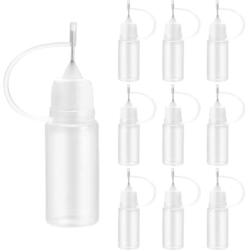 NAYAGOGO 10 Pcs /10 ml Needle Tip Applicator Bottles, Milky Precision Tip Applicator Bottles, Liquid Dropper Filling Bottles, Squeeze Bottle