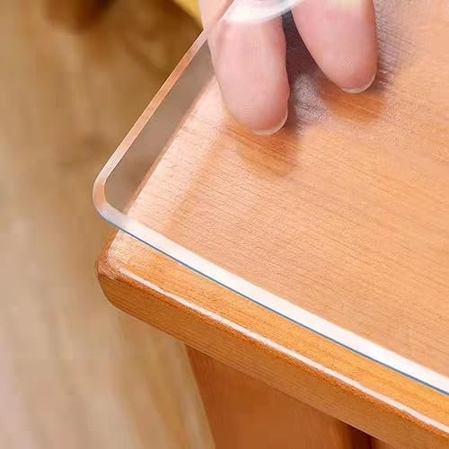 GYYFQH Tischdecke Transparent Nach Maß 3mm,tischfolie Transparent 2mm,1.5mm Dick PVC Tischfolie,langanhaltendes Anti-Chili-öl, Geruchlos, 60-Grad-kantendesign,thickness3mm-90×160cm/27.5×63in