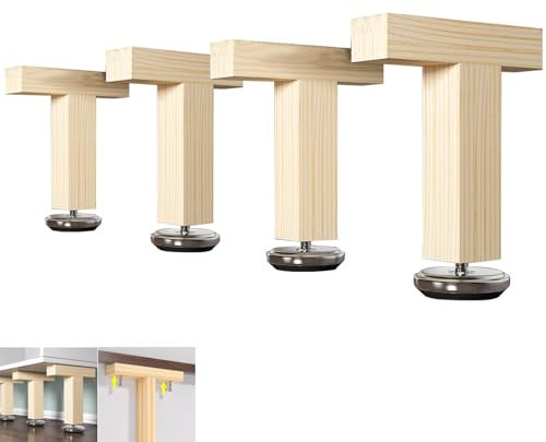 4 Pcs Pied de Lit Bois,Pieds Meuble Bois Massif Pieds pour Sommier à Lattes Universel Pieds Support Canapé pour Canapé Lit Pièces Rechange (35cm(13.7in))