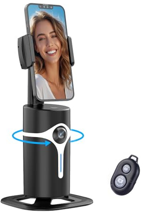 Auto Face Tracking Phone Gimbal mit 360° Drehung & Gestensteuerung, keine App erforderlich, Bluetooth-Fernbedienung, Stativ kompatibel, für Selfies/Vlog/Live-Streaming/Videoanrufe