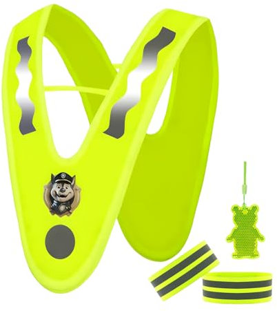 Essoy Warnweste Kinder mit Reflektierende Armbänder,V-Form Reflektorweste Sicherheitsweste,Nacht Signalkragen Kinder Warnschutzweste für Outdoor Laufen,Radfahren,Verkehr