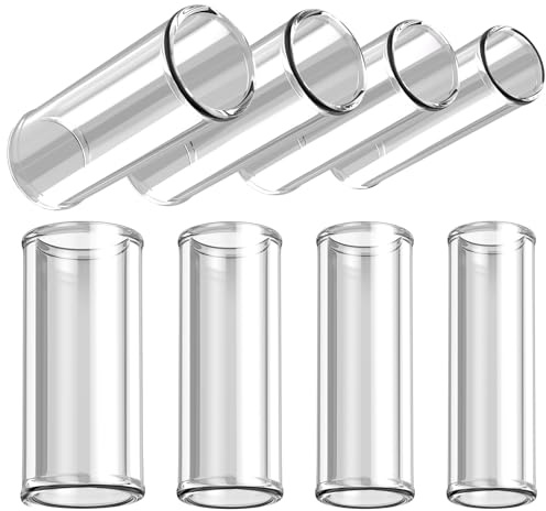 8 Pack 60mm Glass Guitar Slides, 4 Sizes for Electric & Acoustic Guitars
