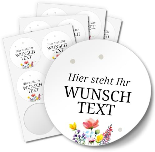 Einladungskarten Manufaktur Hamburg 24 PERSONALISIERTE Aufkleber mit Wunschtext individualisiert anpassbar Namen Datum Etiketten rund 4cm, Blumen Boho Aquarell