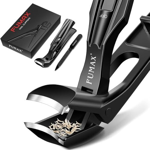 Nagelknipser für dicke Nägel, Winkelkopf Nagelknipser Fußnägel für Senioren mit breitem Kieferöffnung, Nagelzwicker Groß mit Auffangbehälter Nail clipper Geschenk für Männer und Frauen Schwarz