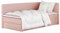 mybed. Boxspringbett Einzelbett Mitto Conti Twin Rechte Seite Polsterbett mit Bettkasten Rosa 100x200 Bonnell-Matratze H3 und Topper Jugendbett Kinderbett