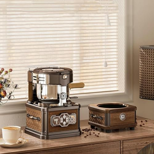 FKINGLRK 700W Retro Coffee Roaster,150g Automatic Coffee Bean Roaster Machine for Home Use,3 Baking Modes,8 Baking Level,Built-in Smoke Remover,Bean Shell Separation System