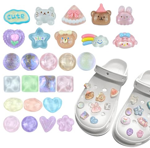 Schuhanstecker für Crocs, 26 Stück DIY Schuh Charms für Clogs, Cartoon Schuhanhänger Dekoration Pins, Mehrere Stile Bunt Shoe Charms für Mädchen Frauen Erwachsene
