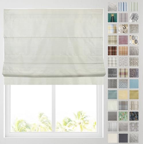 Barnes Blinds - Patterned Roman Blinds, Fully Lined, Custom Sizing Available - Durable Fittings Easy Fit (Nadia Natural Shimmer 153cm)