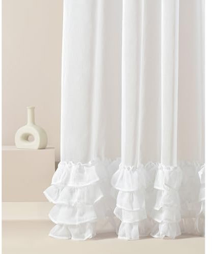 ROOM99 Gardine mit Ösen Flavia 200 x 230 cm Breite x Höhe Wohnzimmer Transparent modern Vorhang Schal Wohnzimmer Schlafzimmer Weiß Rüsche, 1 Stück