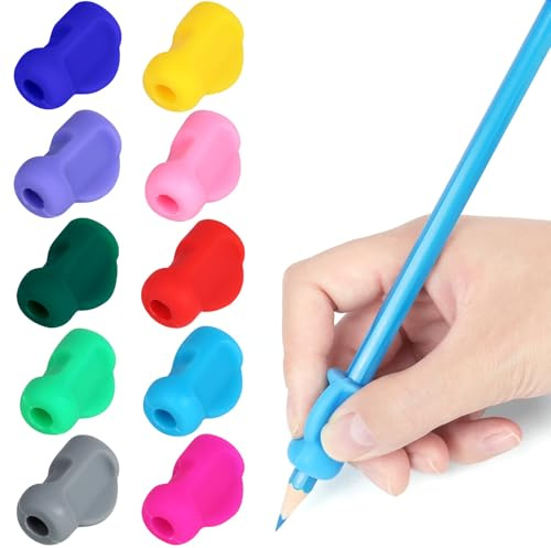 PROPOG Schreibhilfe für Kinder: Stifte, 10 Stück, Stiftehalter, Silikon, ergonomisch, für Linkshänder oder Rechtshänder