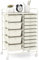 TANGZON 15 Drawers Storage Cart, Multipurpose Mobile Organizer with Lockable Wheels, Utility Rolling Trolley for Home Office Stationery Beauty & Salon (White)