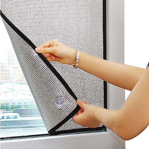 Película de Ventana de apagón, película de Ventana Reflectante de Calor 39.37x23.62 Pulgadas 8 mm Ventana de Espesor Aislamiento Filín de Aluminio Doble Aluminio Película de Ventana de Ventana Anti -
