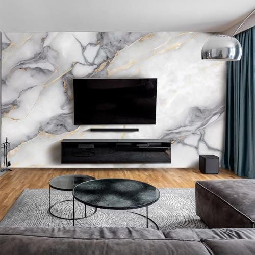 dedeco Wohnzimmerrückwand TV-Wand Wandpaneel Wohnrückwand Rückwand Tapetenersatz, Motiv: Marmor V20, 250 x 100 cm, Nano-Protect: matt, wasserfest, robust, als Wandverkleidung aus Hartschaum PVC