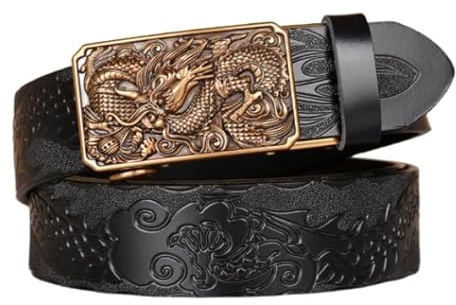 xichuangyuXCY Men's Leather Ratchet Belt Retro Buckle Casual Business Belt for Jeans 49 Adjustable Trim to Fit
