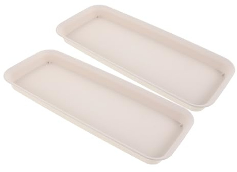 IWOWHERO Tropfschale für Blumentöpfe 2 Stück aus Pp, Beige, Rechteckig | Untersetzer für Pflanzen und Bonsai Töpfe, Selbstgemacht und Garten, Sammelt Wasser und Erde Sauber