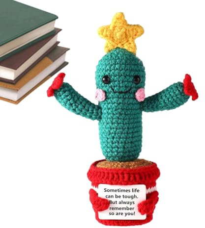 Animales de Ganchillo Emocional Cactus - Animales de Ganchillo Positivo Cactus, muñeca de Apoyo al Aliento | Juguetes de Punto para Apoyo Emocional, muñeca de Estrella de Peluche con un