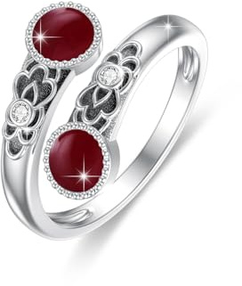 ABIGY Lapis Lazuli/Rosa Opal/Türkis Ring 925 Sterling Silber Doppelstein Ringe Vintage Blumen Ring Verstellbarer Ring Schmuck Geschenk Für Damen