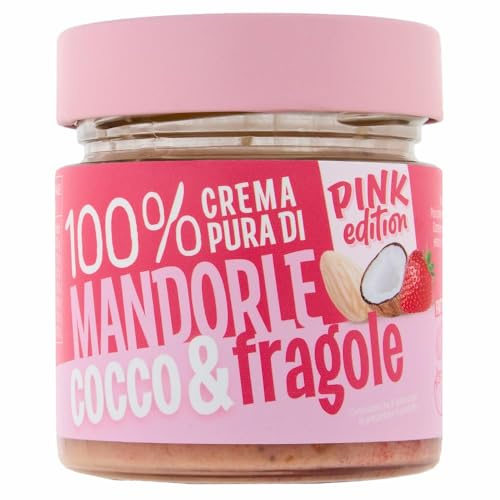 Euro Company Pink Edition 100% Crema Spalmabile Pura di Mandorle, Cocco e Fragole, Senza Glutine (Gluten-Free) 175g