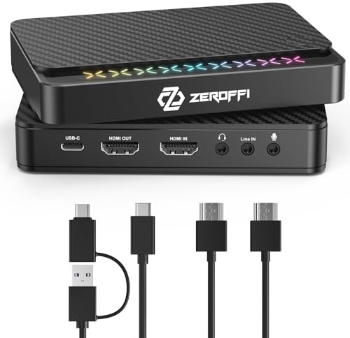 Zeroffi 4K Capture Card for Streaming, USB 3.1 Video Capture Device for Streaming and Recording, Support HDR/VRR with Low Latency for PS5, Xbox, Nintendo Switch in OBS, Compatible with PC/Mac