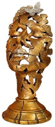 Flaroey European Retro Abstract Human Face Hollow Mask Ornaments Home Porch Living Room Decoration Resin Crafts Gold
