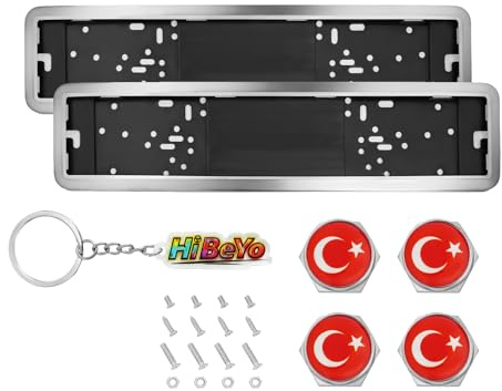 HIBEYO 2 Stück Universal Auto Kennzeichenhalter ABS-Nummernschildhalterung Halterung Autokennzeichen Kfz Nummernschildhalter Wechsel Kennzeichenhalterung Autozubehör Dekoration-Türkei Flagge