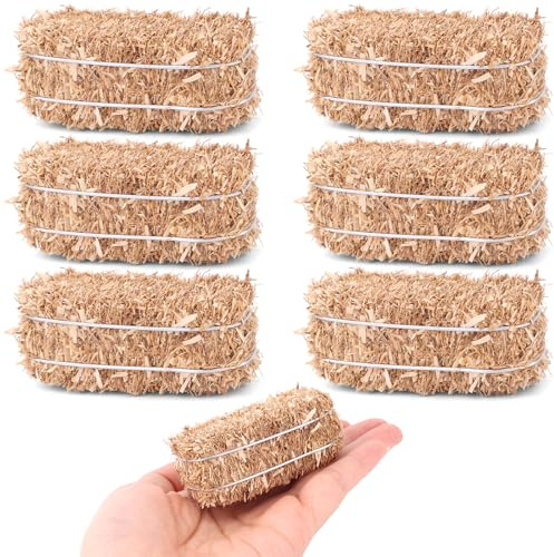 6pcs Mini Hay Bales, Realistic Mini Crafts Hay Bales Small House Decoration for Thanksgiving Christmas Nativity & Fall Harvest Scene Decor