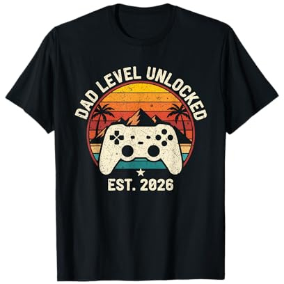Dad Level Unlocked Leveled Up New Dad Video Gamer Gaming T-Shirt