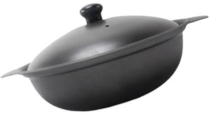 Veemoon Casserole en Fonte 22 Cm Couvercle en Fonte, Pot à Riz pour Poulet Braisé, Casserole Résistante la Chaleur pour Cuisson Maison et Plats Mijotés