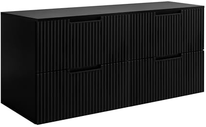 3xE Living Badezimmerschrank, Schwarz, 120 (2 x 60) x 58,6 x 46 cm