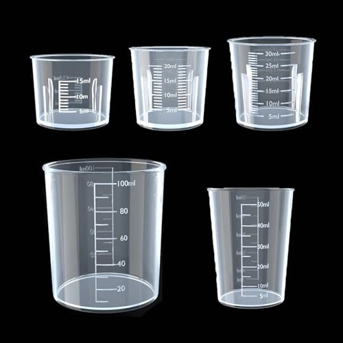Plastic Measuring Cups 10 Pcs Transparent Scale Cups | Plastic Clear Epoxy Mixing Cups, for Kitchen Cooking Medicine Measure Tool, 15ml 20ml 30ml 50ml 100ml