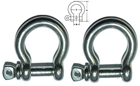 Manille Lyre 12mm Libre (Lot de 2) INOX 316 - A4