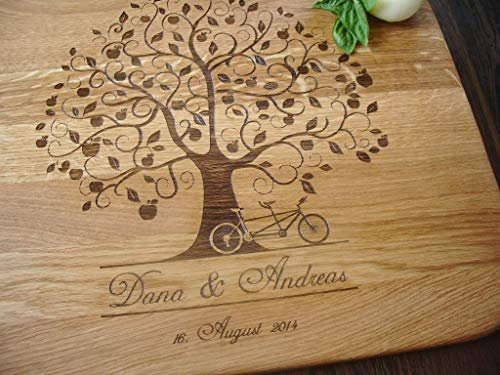 Planche à Découper en Bois Gravée et Personnalisée avec Pommier | Cadeau pour papa | Cadeau personnalisé | Cadeau Mamie | Cadeau Femme | Cadeau de mariage | Planche Bois par Algis Crafts