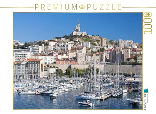 CALVENDO Puzzle Blick auf den Vieux Port und Notre-Dame de la Garde | 1000 Teile Lege-Größe 64 x 48 cm Foto-Puzzle für glückliche Stunden