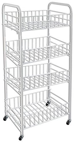 Vetrineinrete® Carrello in Metallo da Bagno portaoggetti con Tre o Quattro Ripiani scaffale Organizer Porta Oggetti con Ruote carrellino con rotelle (4 Ripiani) 67858 G82