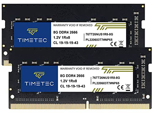 Timetec 16 GB KIT(2 x 8 GB) DDR4 2666 MHz PC4-21300 Non-ECC Unbuffered 1,2 V CL19 1Rx8 Single Rank 260 Pin SODIMM Notebook PC Computer Memoria Modulo RAM Aggiornamento (16 GB KIT(2 x 8 GB))