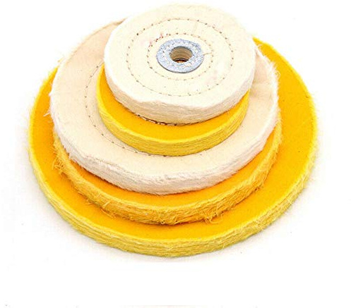 2Pcs Spiral Double-Stitched Buffing Wheel White Polished Wheel Pad Mop Kit Buffer Polishing Grinding Machine Pad 8 inch 3mm Hole