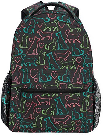 BKEOY Rucksäcke mit Kreidetafel Hund Katze Muster Schule Buch Tasche Reise Wandern Camping Daypack
