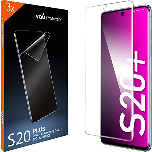 vau Flextanium Schutzfolie kompatibel mit Samsung Galaxy S20 Plus (6.7“) - 3D Panzer-Folie volle Abdeckung des Displays 3 Stück