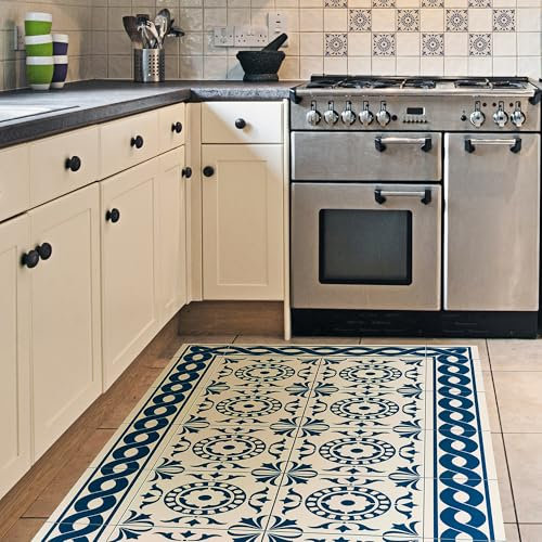 CREARREDA Läufer Teppich Küchenteppich Tile Carpet 50x120 Isolierend, feuerhemmend, Kratzfest, hypoallergen, leicht zu waschender Vinyl Teppich. Komplett in Italien hergestellt
