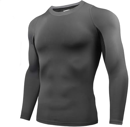 AMZSPORT Top de Compresión para Hombre Camiseta Deportiva de Manga Larga Térmica Capa Base para Gimnasio Correr Ciclismo Entrenamiento