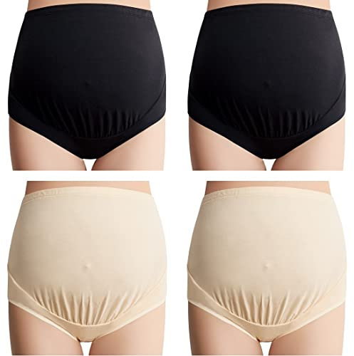 Mama Cotton Culottes de maternité taille haute pour femme - Couverture complète - Lot multiple (S-4XL), 4X-Large
